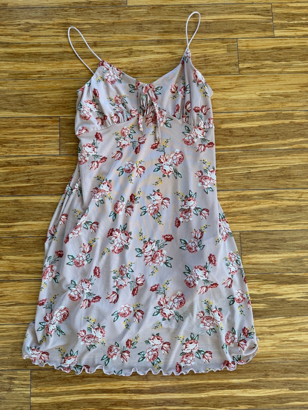 Floral Lace-Trim Slip Dress - Blush Pink